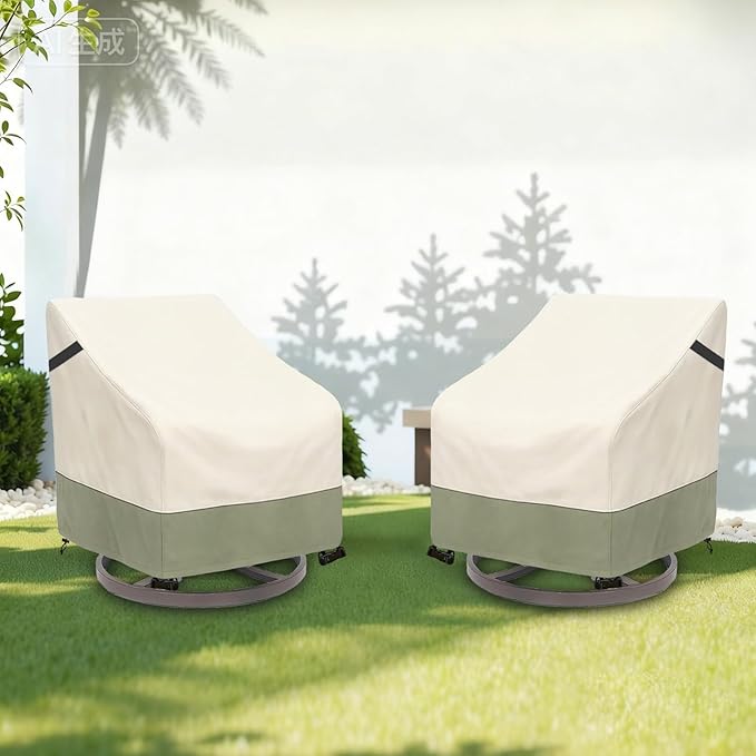 Outdoor Swivel Chair Cover 2 Pack,600D Heavy Duty 100% Waterproof Outdoor Chair Covers,Patio Furniture Covers for Swivel Patio Chairs,35" W x 37" D x 36" H,Beige