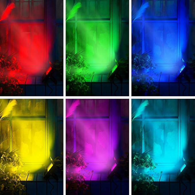 LED Flood Lights, RGB Floodlight with Remote Control,IP66 Waterproof Dimmable Color Changing Spotlight,16 Colors 4 Modes Stage Lights for Outdoor Decorative Garden Stage Landscape Lighting