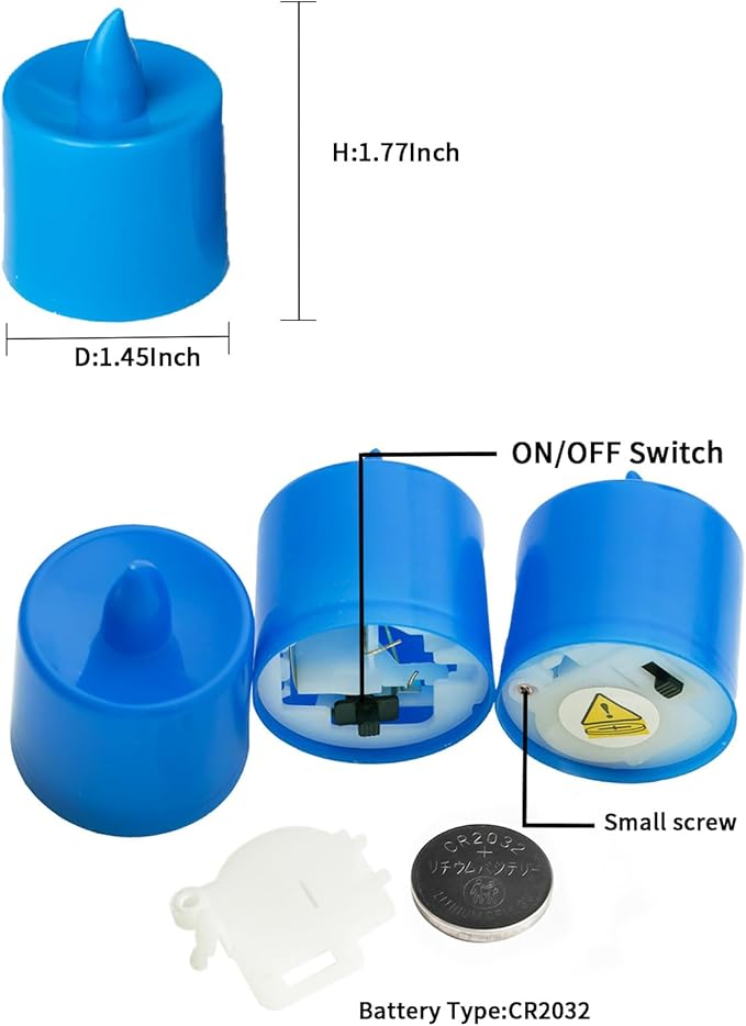 LANKER 24 Pack Flameless Led Tea Lights Candles, Flickering Blue Battery Operated Electronic Fake Candles, Decorations for Wedding, Party, Christmas, Halloween and Festival Celebration (Blue)