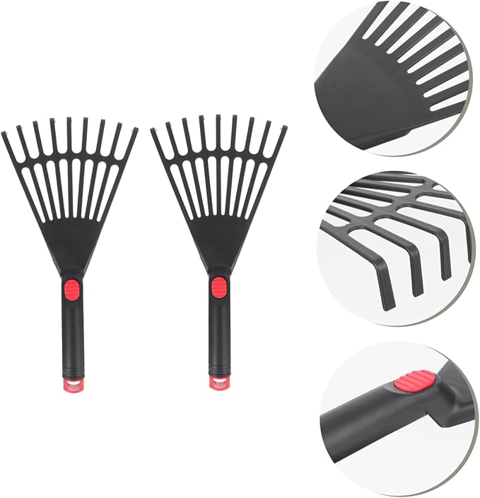 2pcs Plastic Garden Rakes for Grass and Dead Leaves, Practical Gardening Tools for Lawn Care, Lightweight Hand Rakes for Loosening Soil and Collecting Debris