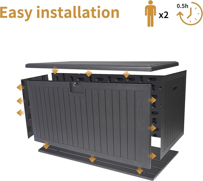 230 Gallon Deck Box Waterproof, Outdoor Storage Box Waterproof Lockable with Divider and Lifter Prevent Water Seeping into from Floor for Patio Cushions