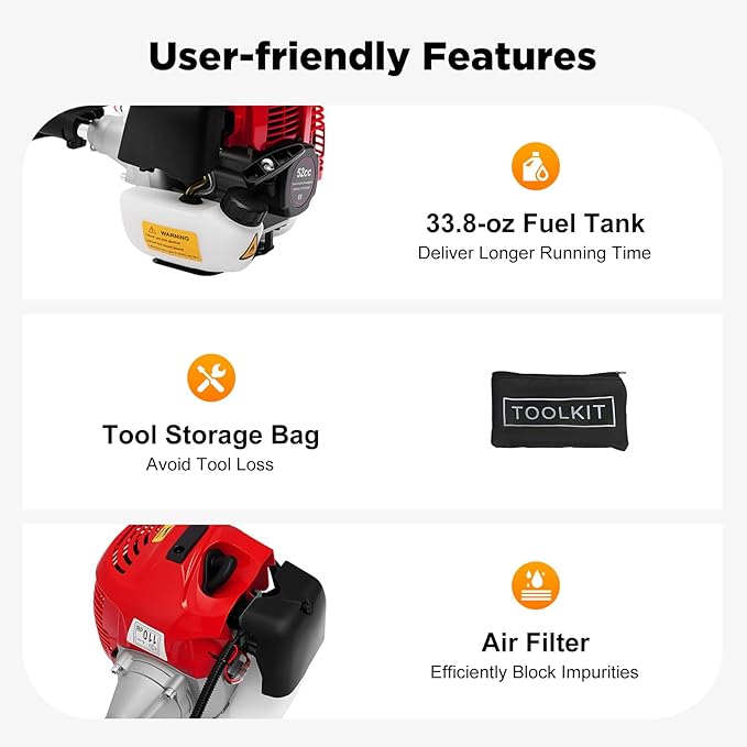 Walk-Behind Lawn Mowers 52cc, 2-Stroke 2.3HP Engine Power Snow Sweeping Broom, 20.47in Wide Turf Lawns Artificial Grass Power Brush Lawn Sweeper Cleaner Tools