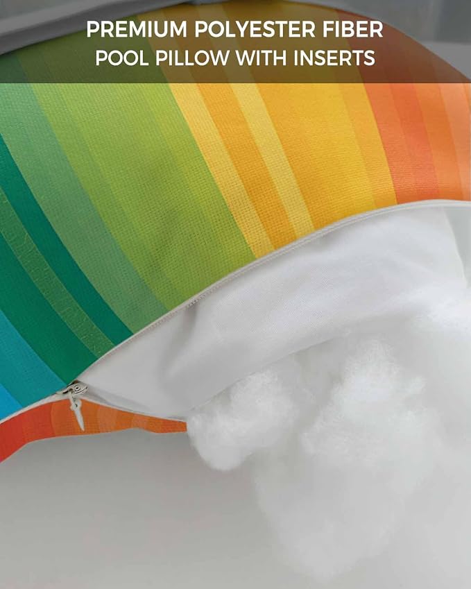 Outdoor Pillows for Chaise Lounge Chair Set of 2 Colorful Stripes Rainbow Waterproof Lumbar Pillows with Insert for Beach Chair,Patio Office,Pool Recliner,Watercolor Line Minimalist Geometric 11x16IN