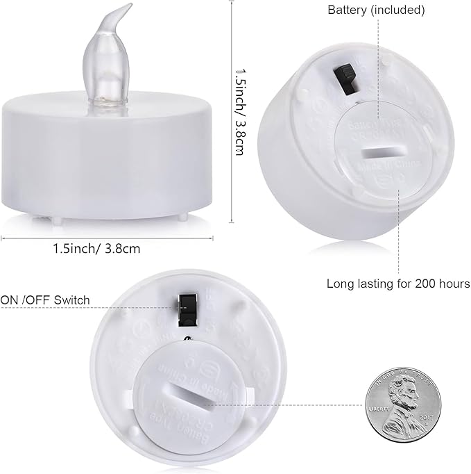Flameless LED Tea Lights Canadles: 100 Pack Battery Tea Lights, Realistic and Flickering Tealights, Flameless Votive Candles Operated Warm Yellow Electric Fake Candle for Wedding Party Home Decoration