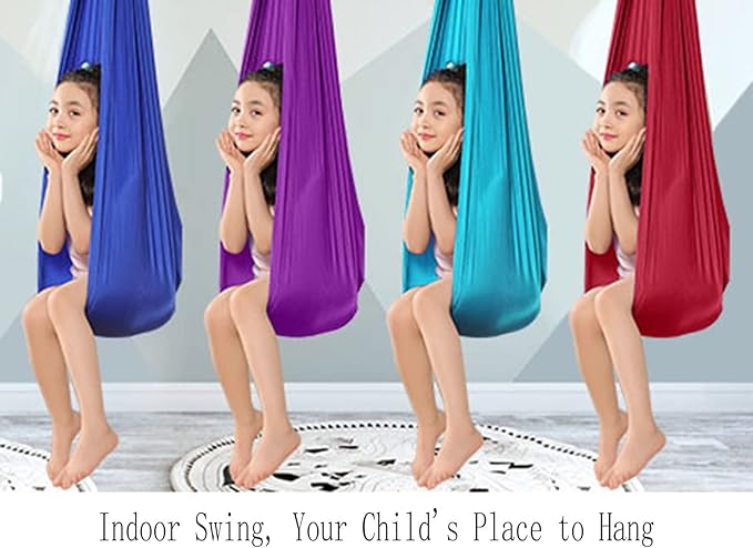 Kids Therapy Swing Indoor Outdoor Cuddle Hammock with Special Needs Snuggle Swing for Children with Autism ADHD Aspergers Sensory Integration (Color : Red, Size : 150 * 280CM/59 * 110in)