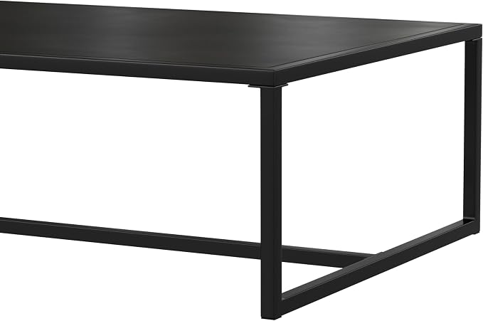 EMMA + OLIVER All-Weather Commercial Grade Indoor/Outdoor Steel Patio Coffee Table in Black