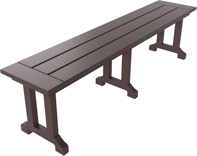WO Home Furniture Adirondack Patio Dining Chair Table Bench Set of 6 PCS Rectangle Dinner Table Dining Armless Chairs (Dark Brown)