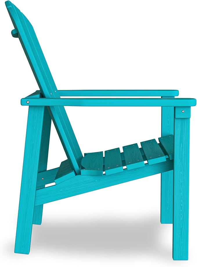 nevilywood Compact Stackable Adirondack Chairs,All Weather HDPE,380lb,Aruba | 26.3" Wide HDPE.All-Weather Outdoor.Maintenance-Free.Stackable for Storage.25°Curved Straight Backrest.Quick Assembly