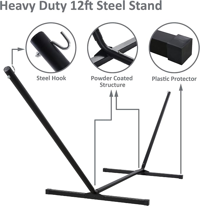 SUNCREAT Extra Large Hammocks for Outside, Heavy Duty Hammocks with Stands Included, Navy