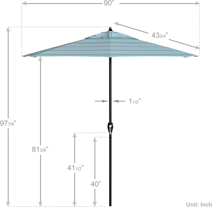 California Umbrella 7.5' Rd Aluminum Patio Umbrella, Crank Lift, Auto Tilt, Black Finish