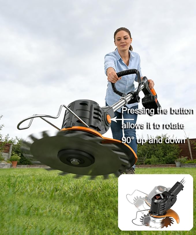 21V Battery Weed Wacker Cordless – 650W Motor & 6000 RPM Battery Powered Weed Wacker Eater with 2X 2.0Ah Batteries, Powerful Electric Weed Wacker Cordless for Effortless Garden & Lawn Care
