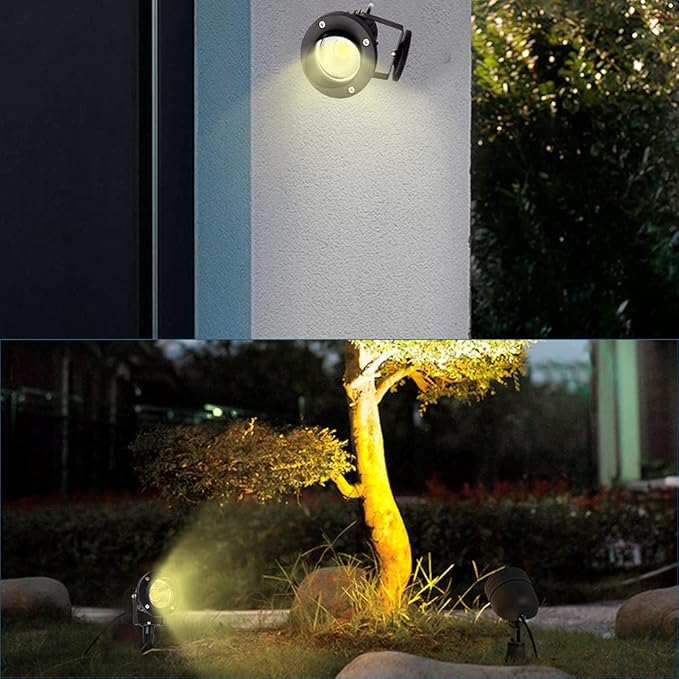 18W Low Voltage Landscape Lighting LED Spotlight Outdoor 12V~24V AC/DC Waterproof Landscape Lights Spot Lights for Yard with Spiked Stake Warm White Flag Light Garden Decorative Lamp (2 Pack)
