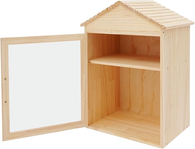 Library Book Exchange Box Weatherproof Wood Cabinet for DIY Outdoor Indoor Book Storage,Literature Exchange Box for Community,Schools & Neighborhood Sharing (TypeI)