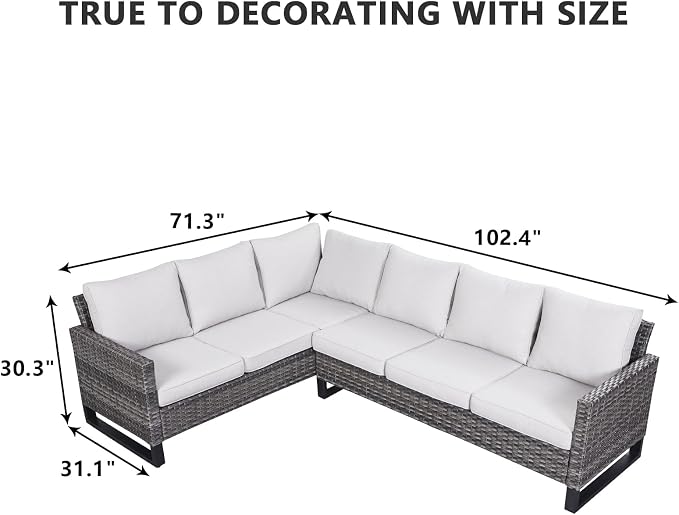 HUMMUH 9 Piece Patio Furniture PE Wicker 6-Seater Outdoor Sectional Sofa Patio Swivel Chairs,Outdoor Chairs with Ottomans Side Table for Porch,Garden,Backyard,Deck