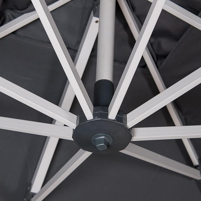 Cantilever Patio Umbrella with Cross Base and Cover Included - 360° Rotation Large Heavy Duty Offset Outdoor Umbrella with Easy Tilt for Pool Backyard Deck Garden (10x13 FT Grey)