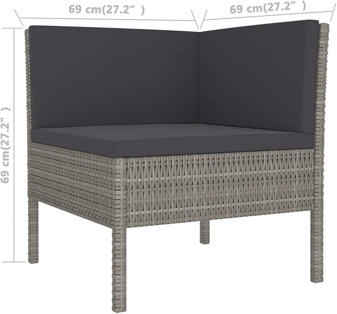 Patio Lounge Set with Cushions,Patio Furniture Sets,Patio Conversation Sets,Outdoor Furniture Sets,for Garden,Backyard,Outdoor,8 Piece Poly Rattan Gray