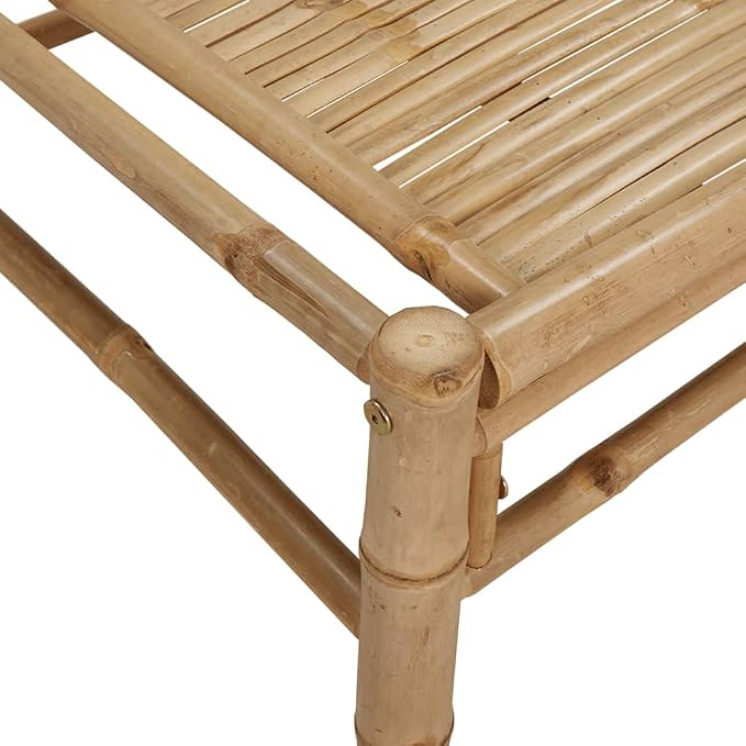 Bamboo Rectangular Garden Coffee Table, Modern Low Profile Outdoor Patio Furniture, Coffee and Drink Serving Table for Balcony and Backyard