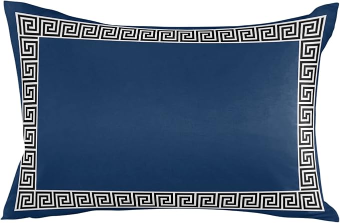 Prime Leader Outdoor Waterproof Pillow Covers Set of 2, Chinese Style Pattern Navy Blue Background Patio Throw Pillow Covers, Decorative Cushion Case for Couch Sofa Furniture Garden, 20x12 Inch