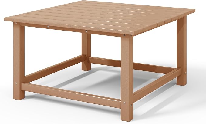 WestinTrends Malibu Low Outdoor HDPE Square Patio Coffee Table, Teak