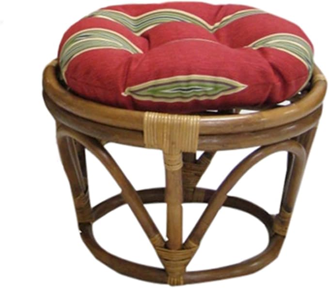 Blazing Needles Round Patterned Spun Polyester Tufted Footstool Cushion, 18", Pike Azure