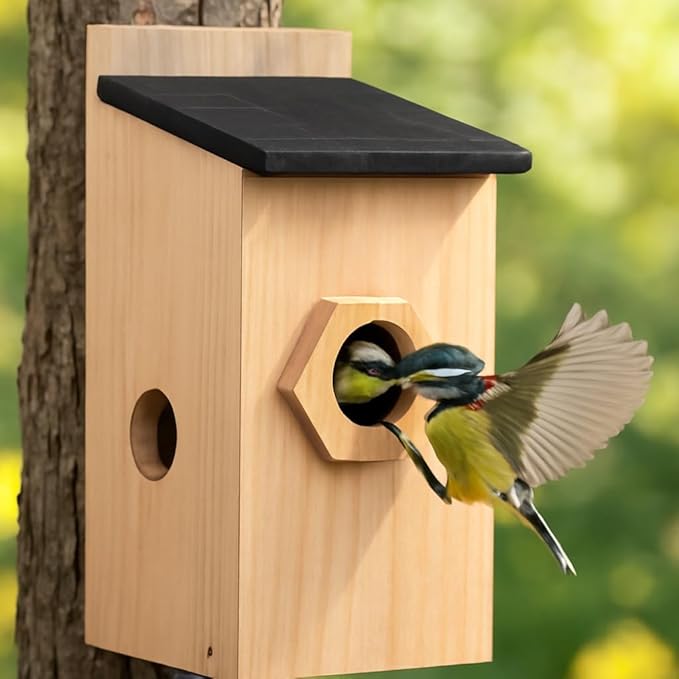 Bestmotoring Smart Bird House with Camera - Solar Powered AI Bird Feeder with 4MP Color Night Vision, AI Species Recognition & IP66 Waterproof, Ideal Gift for Bird Lovers