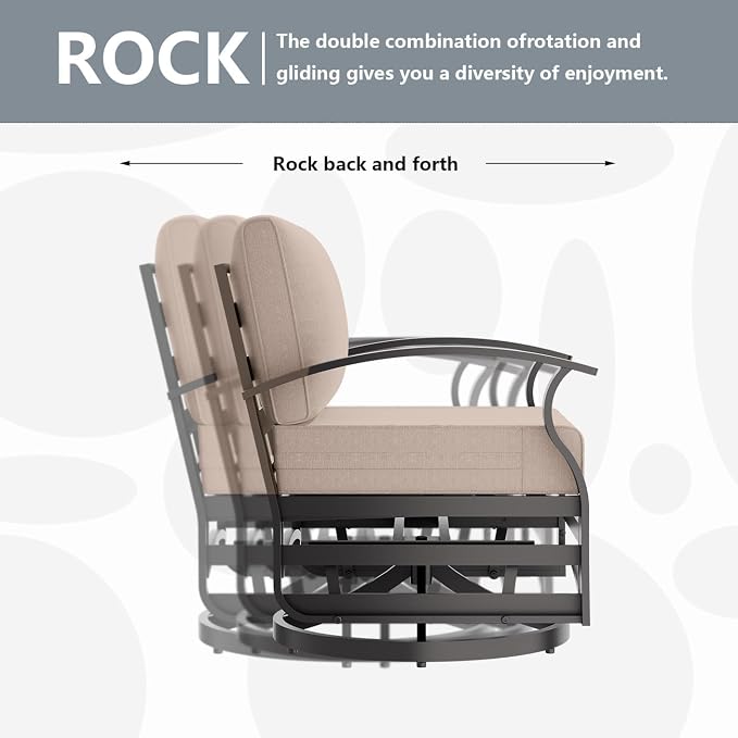 Aluminum Patio Furniture Set, 10 Seats Outdoor Patio Conversation Sets with Swivel Chair Modern Metal Sectional Sofa with Upgrade Cushions for Patio, Backyard - Sand