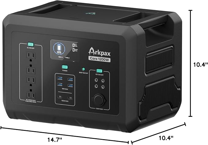 1200W Portable Power Station, 1024Wh LiFePO4 Battery Solar Generator 1.5 Hr Fast Charge with AC Outlet 2400W Surge for Camping Home Backup Power Emergency RVs(Solar Panel Optional)