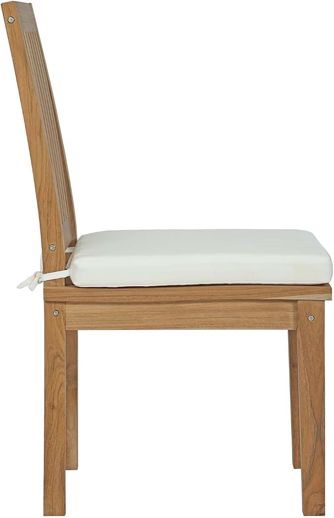 Modway EEI-3315-NAT-WHI-SET Marina 9 Piece Patio Teak Outdoor Dining Set in Natural White, Eight Side Chair/One Table,