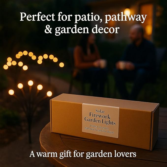 Garden Lights Solar Powered, 4 Pack Solar Garden Lights Outdoor Waterproof, Swaying Firefly Stake Lights, 32 LED Warm White for Pathway Patio Yard Decor