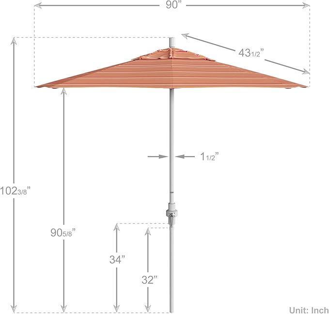 California Umbrella 7.5' Rd. Aluminum Patio Umbrella, Crank Lift, Collar Tilt, White