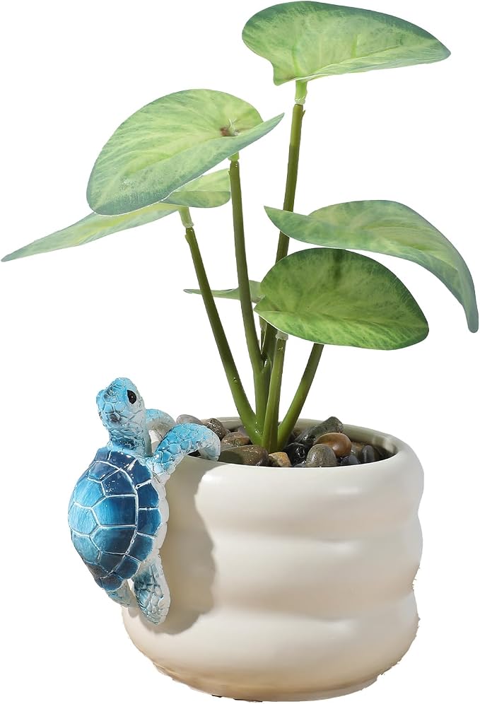 Turtle Plant Decorations For Pots Blue Tortoise Figure Plant Pot Hanger | Climbing Resin Cute Hanging Sea Turtle Statue Planter Pots Decorations For Yard Garden Ornaments Pot Decoration