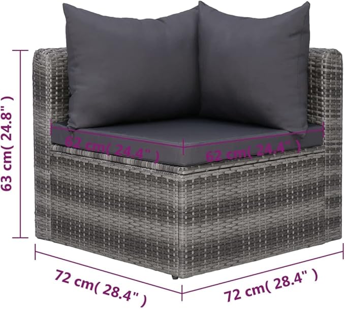 Patio Lounge Set with Cushions,Outdoor Tables and Chairs,Outdoor Furniture Sets,Patio Conversation Sets,for Garden,Deck,Backyard,7 Piece Poly Rattan Gray