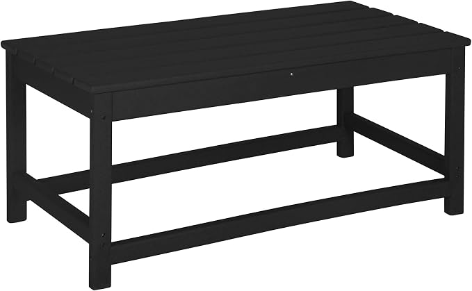WestinTrends Malibu Outdoor Coffee Table, 35" x 17.5" All Weather Poly Lumber Patio Adirondack Coffee Table for Garden Lawn Porch Balcony, Black