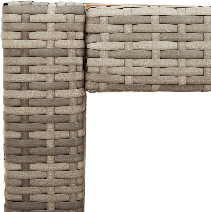 Patio Side Table with Wooden Top Gray 39.4"x15.7"x29.5" Outdoor Furniture Poly Rattan Side Tables for Patio, Garden, Backyard, Stable and Durable, Easy to Clean, Modern Design