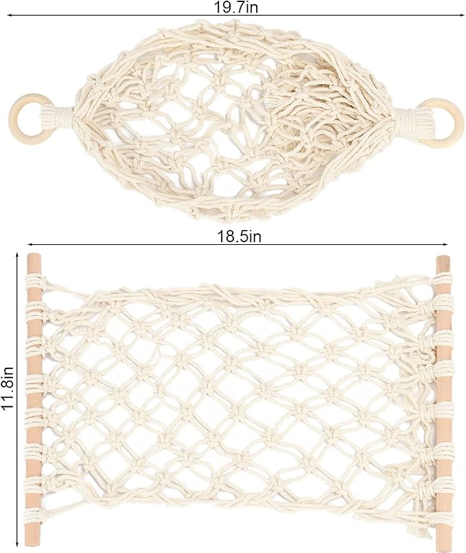 Hanging Fruit Hammock Under Cabinet Hanging Basket Includes Hooks - Macrame Bohemian Hanging Banana Vegetable Hammocks Kitchen Storage Counter Space Saving Decoration at Home, Boat (Style A - 1 Pack)