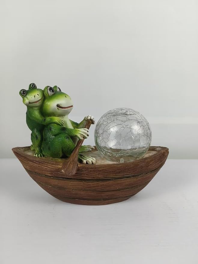 Rezpuao Garden Statue of Frog,Garden Decor Frog Figurine,Frogs Outdoor Statue,Solar Decor for Patio,Balcony,Yard,Lawn Ornament,Perfect Gift