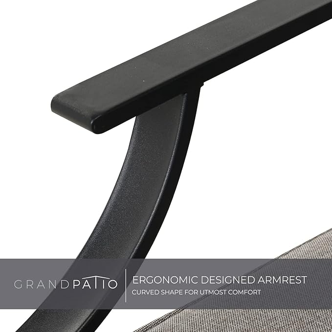 Grand patio 2-Piece Patio Furniture Sets Patio Chair Motion Chairs Set Chat Set with Grey Cushions, Shake of 5-10°, Matched with Different Types of Tables