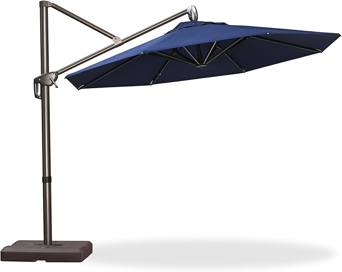 PURPLE LEAF 10' X 10' Cantilever Patio Umbrella with 360-degree Rotation Aluminum Round Outdoor Offset Hanging Umbrella for Patio Pool, Spectrum Indigo
