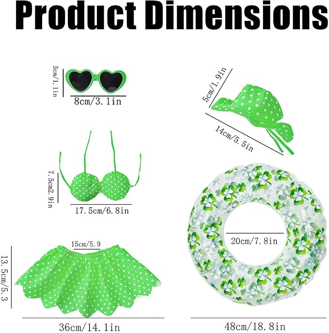 Hawaiian Porch Goose Outfits with Hat Sunglasses & Swim Ring, Summer Bikini Goose Outfit Clothes Costume Fits 23" Cement Geese Statue, Summer Garden Lawn Patio Yard Outdoor Decor (Summer style-Green)