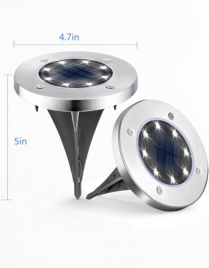 UFOND 12 Pack Solar Ground Lights,Outdoor Waterproof LED Gardenlight, Disklights for Lawn Pathway Yard Walkway Driveway Patio Deck, Solar Lights (Cold White)