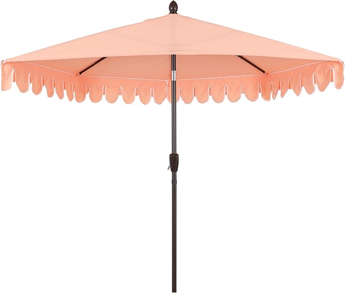 Eyely BMU1202 Noah 9 ft. Classic MidCentury Scalloped Fringe Market Patio Half Umbrella with Crank for Garden, Pool & Deck, Tilt Button and UV Protection
