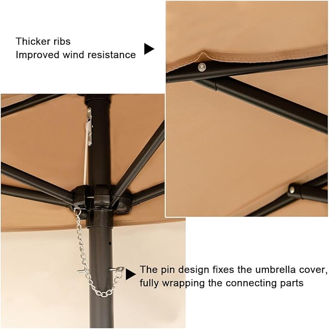 Half Rectangular Patio Umbrella, Small Half Parasol With Crank, For Cafe Wall Balcony Door Deck