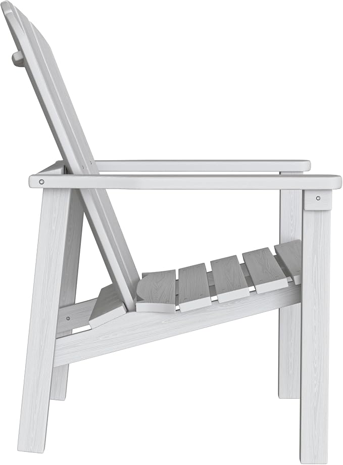 nevilywood Compact Stackable Adirondack Chairs Set of 2,HDPE,380lbs,White | 26.3" Wide HDPE.All-Weather Outdoor.Maintenance-Free.Stackable for Storage.25°Curved Straight Backrest.Quick Assembly