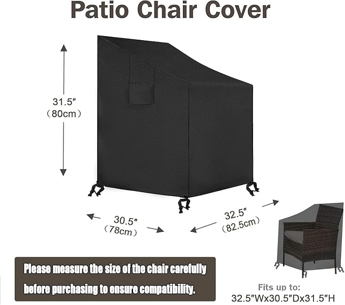 SIRUITON Patio Furniture Covers, Outdoor Furniture Cover Waterproof 4-Piece, Patio Furniture Set Covers, Heavy Duty Durable and Water Resistant Fabric (210D Polyester Oxford, Black)