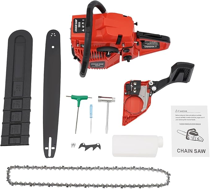 20 Inch Chainsaw Gasoline Powered 58cc 2-Stroke Engine, 20" Manganese Steel Bar & Chain, 17.64lbs Lightweight Professional Chainsaw for Tree Cutting, Wood Logging, Forest Landscaping