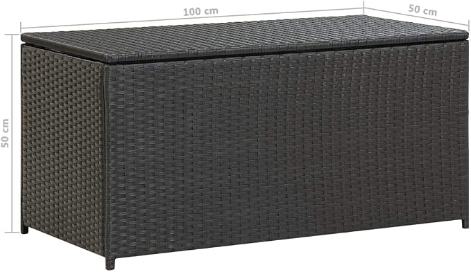 Garden Storage Box Indoor/Outdoor Storage Container and Gardening Tools - Store Items on Patio, Garage, Yard.Poly Rattan 39.3"x19.6"x19.6" Black