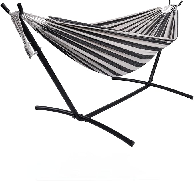 Extra Wide Hammock Chair with Stand, 500lbs Heavy Duty Steel Frame, Adjustable Height, Portable Folding Patio Swing for Outdoor, Backyard, Balcony, Camping – Includes Waterproof Carry Bag