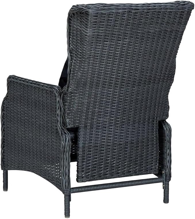 Afuera Living 9-Piece Outdoor Dining Set, Dark Gray PE Rattan, Weather-Resistant, Includes Rectangular Table and 8 Armchairs with Cushions, Contemporary Patio or Garden Furniture for Outdoor