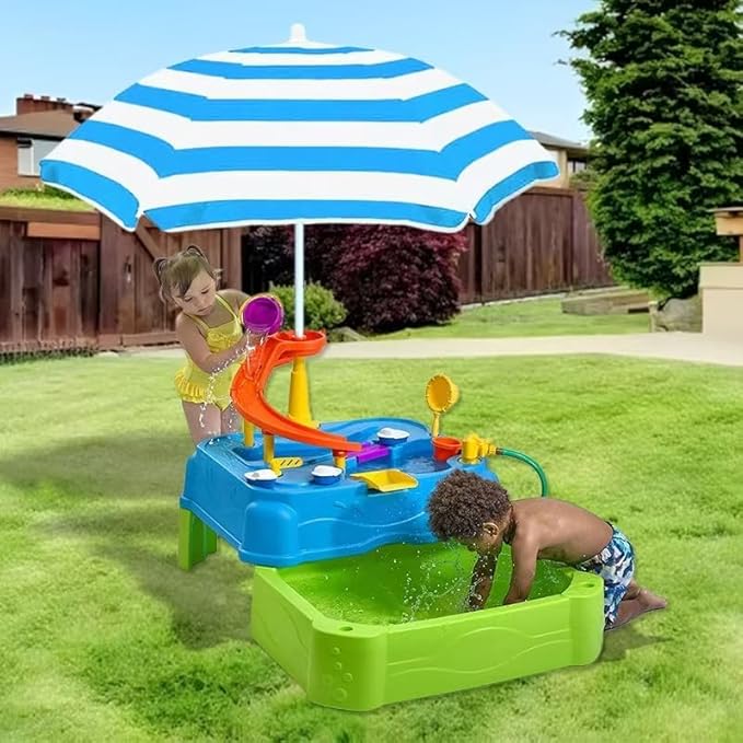 Water Table Umbrella,Kids Beach Umbrella & Picnic Table Shade,Ideal for Sand Play,Camping,Beach Trips,and Garden Fun.Lightweight Yet Durable
