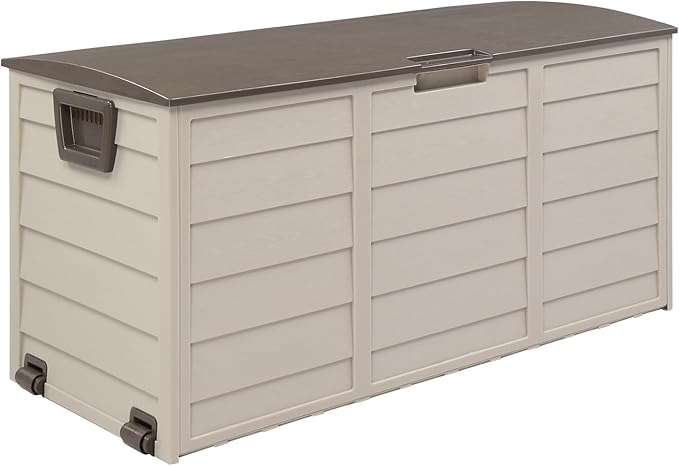 75Gal Outdoor Garden Plastic Storage Deck Box Chest Tools Cushions Toys Lockable Seat Patio Box Pool Storage Lockable Plastic Storage Containers with Lid for Garden Pool Balcony Yard